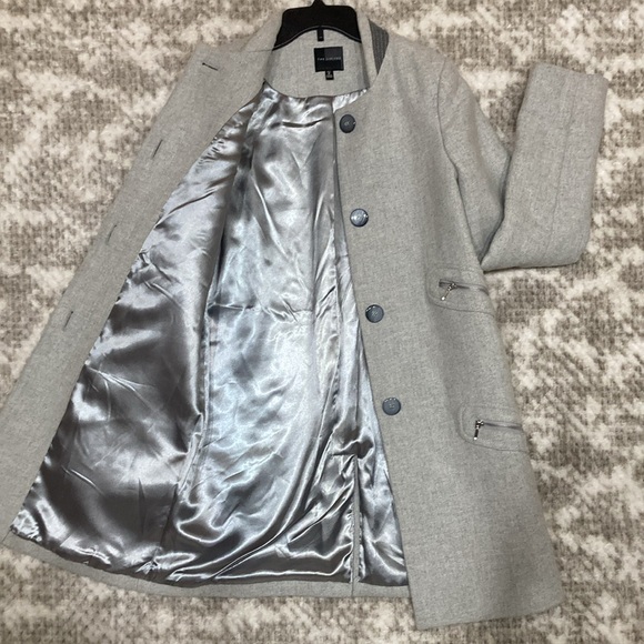 THE LIMITED Elegant Light Grey Wool Blend Sleek Coat Fully Lined Women’s Tall M - Picture 9 of 10